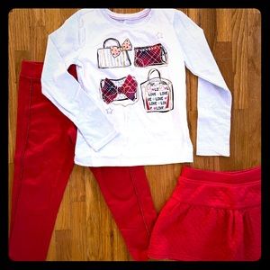3 piece girls sz 5 outfit.  Leggings, shirt, skirt